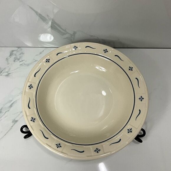 LONGABERGER Woven Traditions Classic Blue 12” Pasta Bowl With Stand - Picture 2 of 3